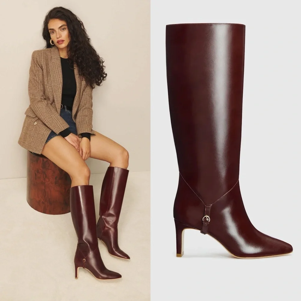 REFORMATION Gaelle Knee High Boots in Ruby 8